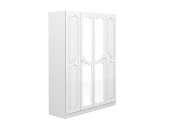 Шкаф 4-х Створчатый Настя МДФ (Ш-1600 х В-2116 х Г-540 мм)/Белый Глянец
